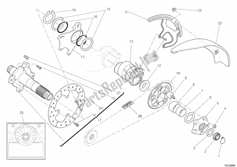 Toutes les pièces pour le Moyeu, Roue Arrière du Ducati Hypermotard 1100 EVO 2012